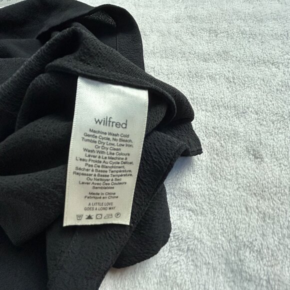 Wilfred Womens Black Textured Loose Fit Cropped Blouse Large 3/4 Sleeve Casual - Picture 4 of 8